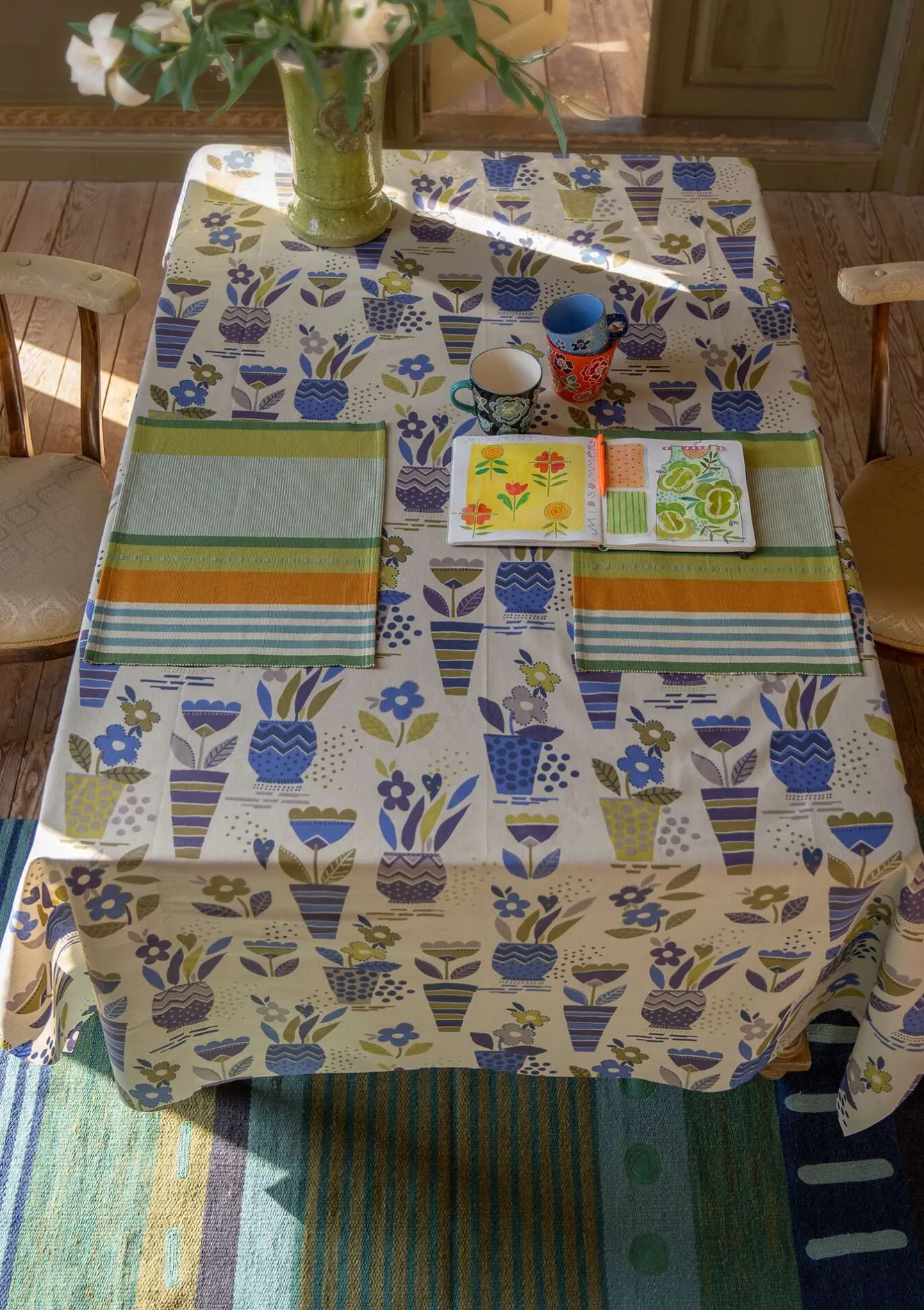 Gudrun Sjödén Bordstablett "Wild rose" i ekologisk bomull