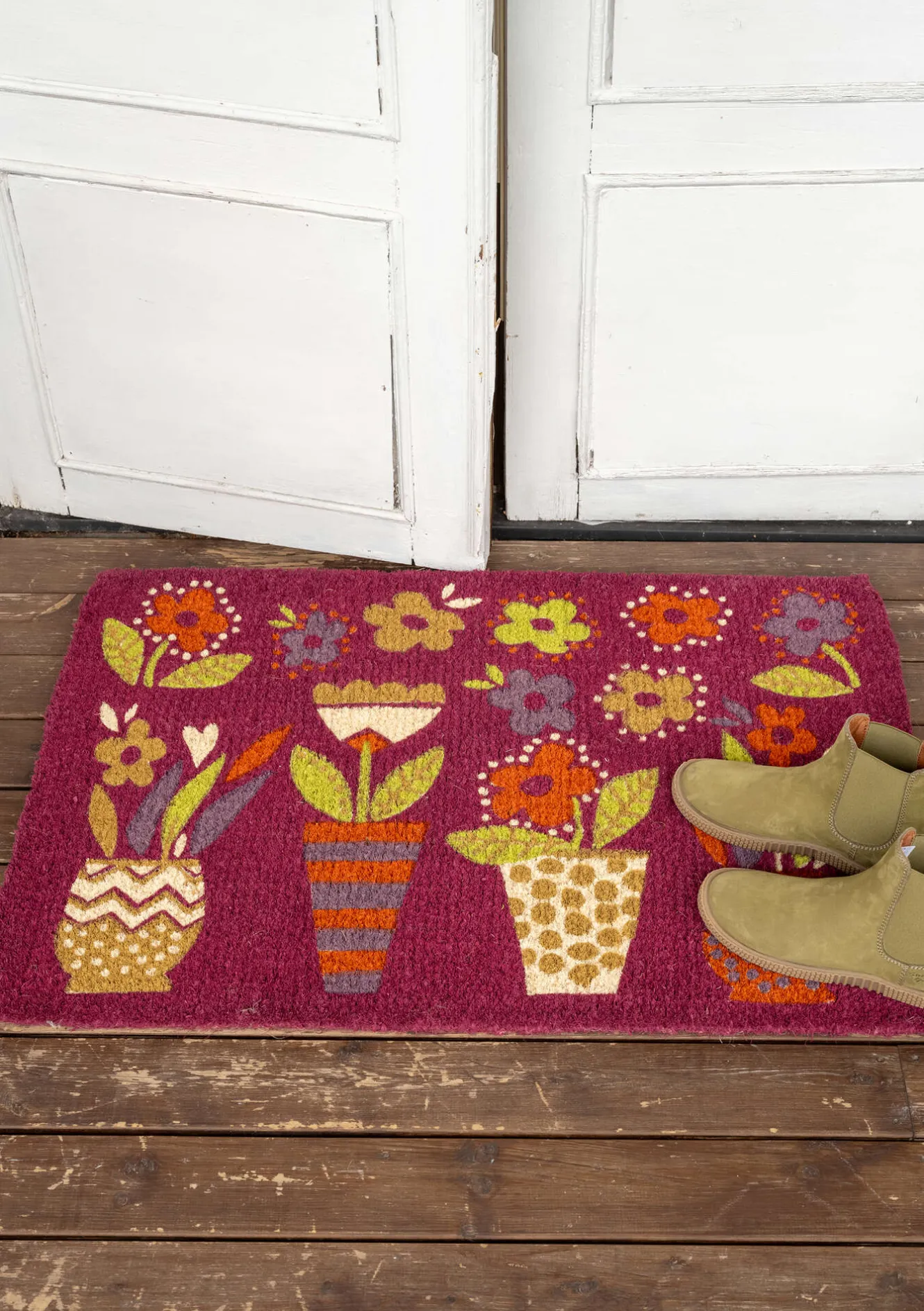 Gudrun Sjödén Dörrmatta "Flower pots" i kokosfiber