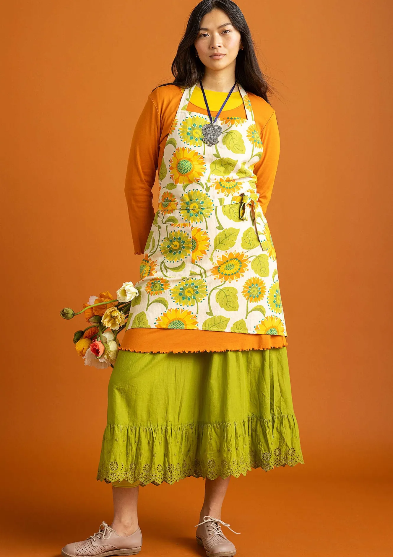 Gudrun Sjödén Förkläde "Sunflower" i ekologisk bomull/ lin