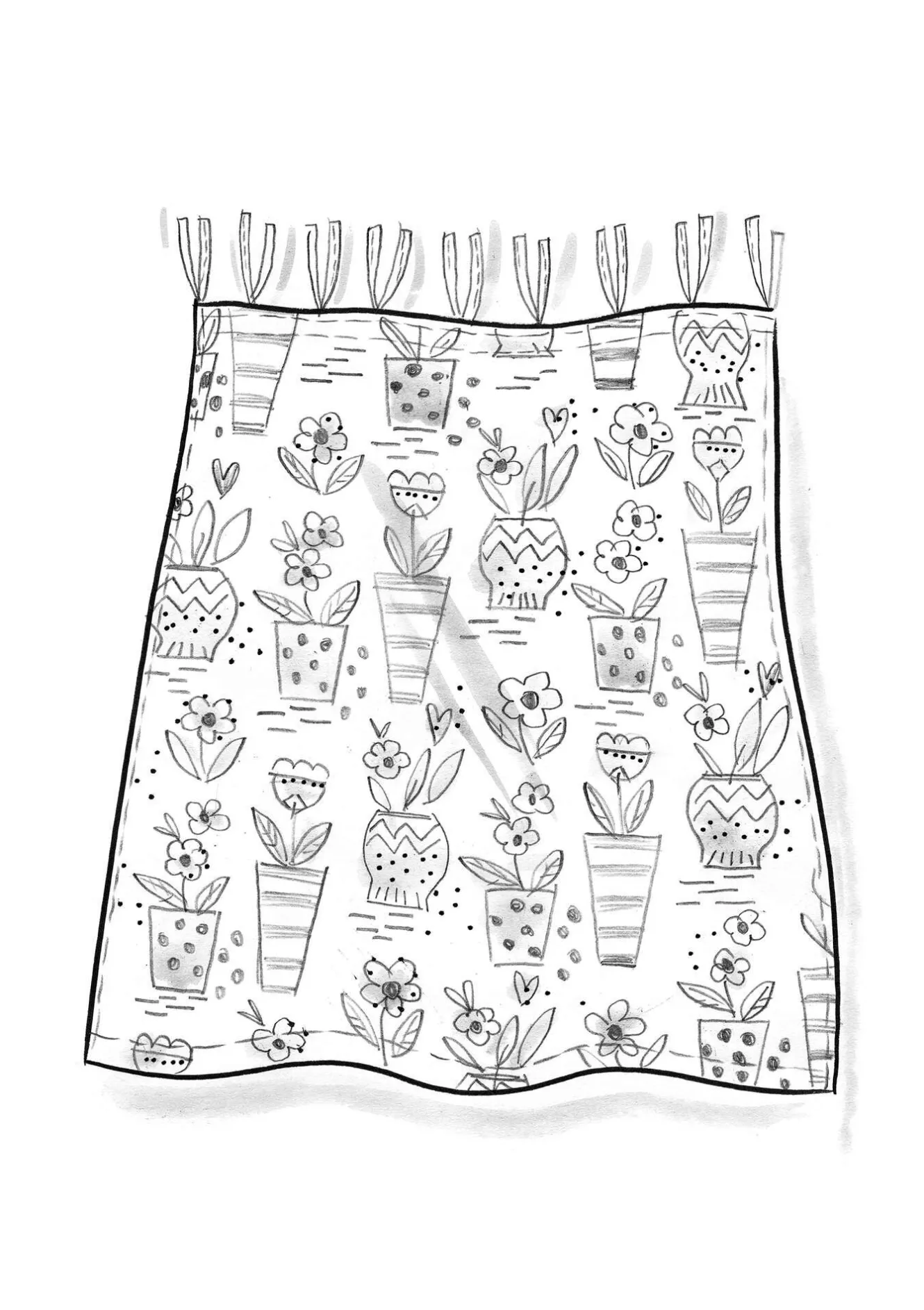 Gudrun Sjödén Kort gardin "Flower pots" i ekologisk bomull