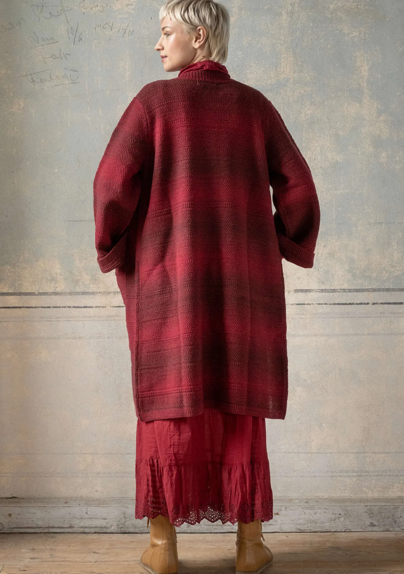 Gudrun Sjödén Långkofta "Eckerö" i effektfärgad ull