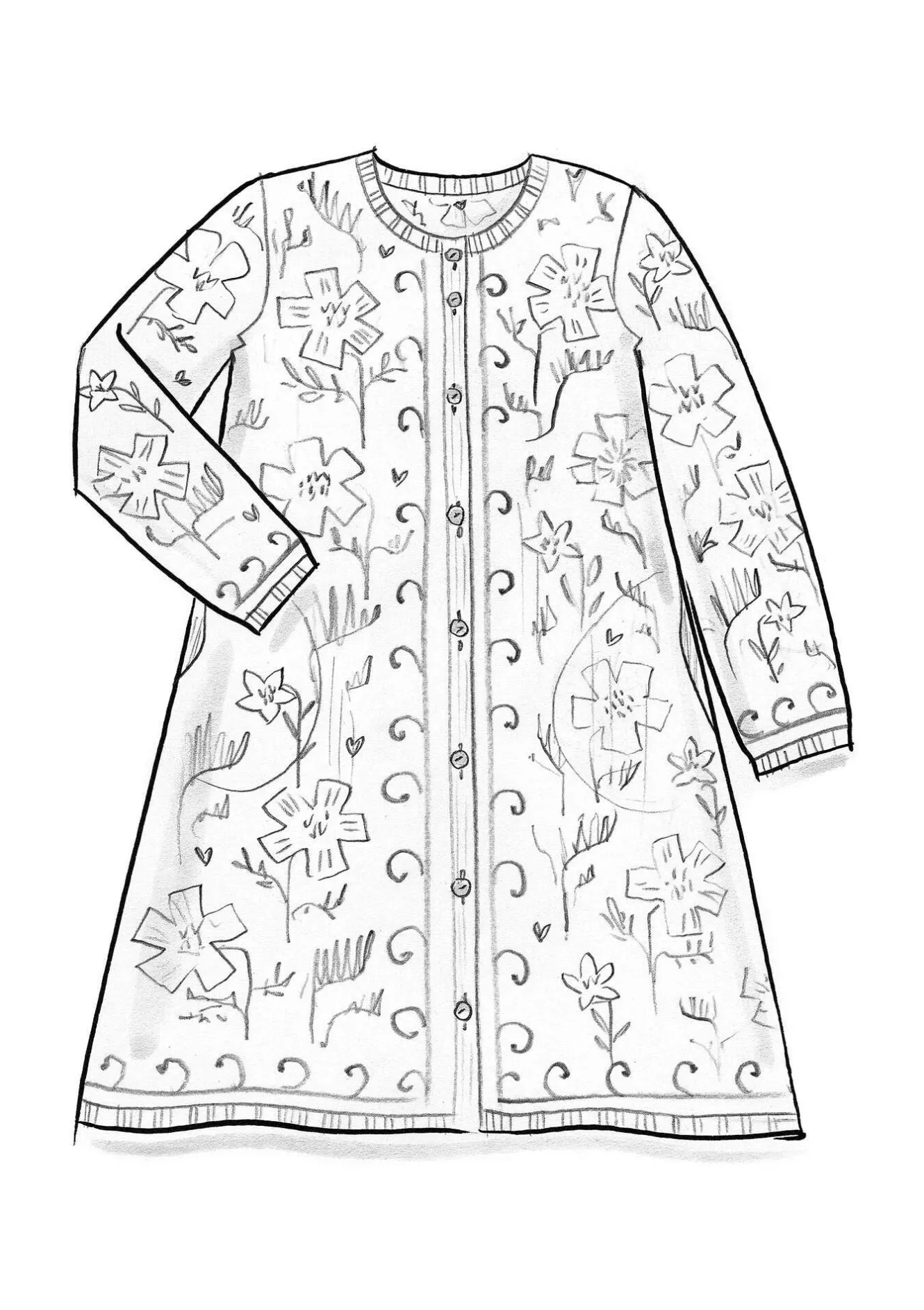 Gudrun Sjödén Långkofta "Gnistra" i alpackamix/ekologisk och återvunnen bomull