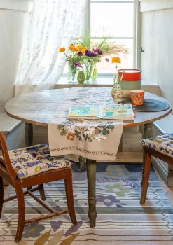 Gudrun Sjödén Löpare "Wild rose" i lin/bomull