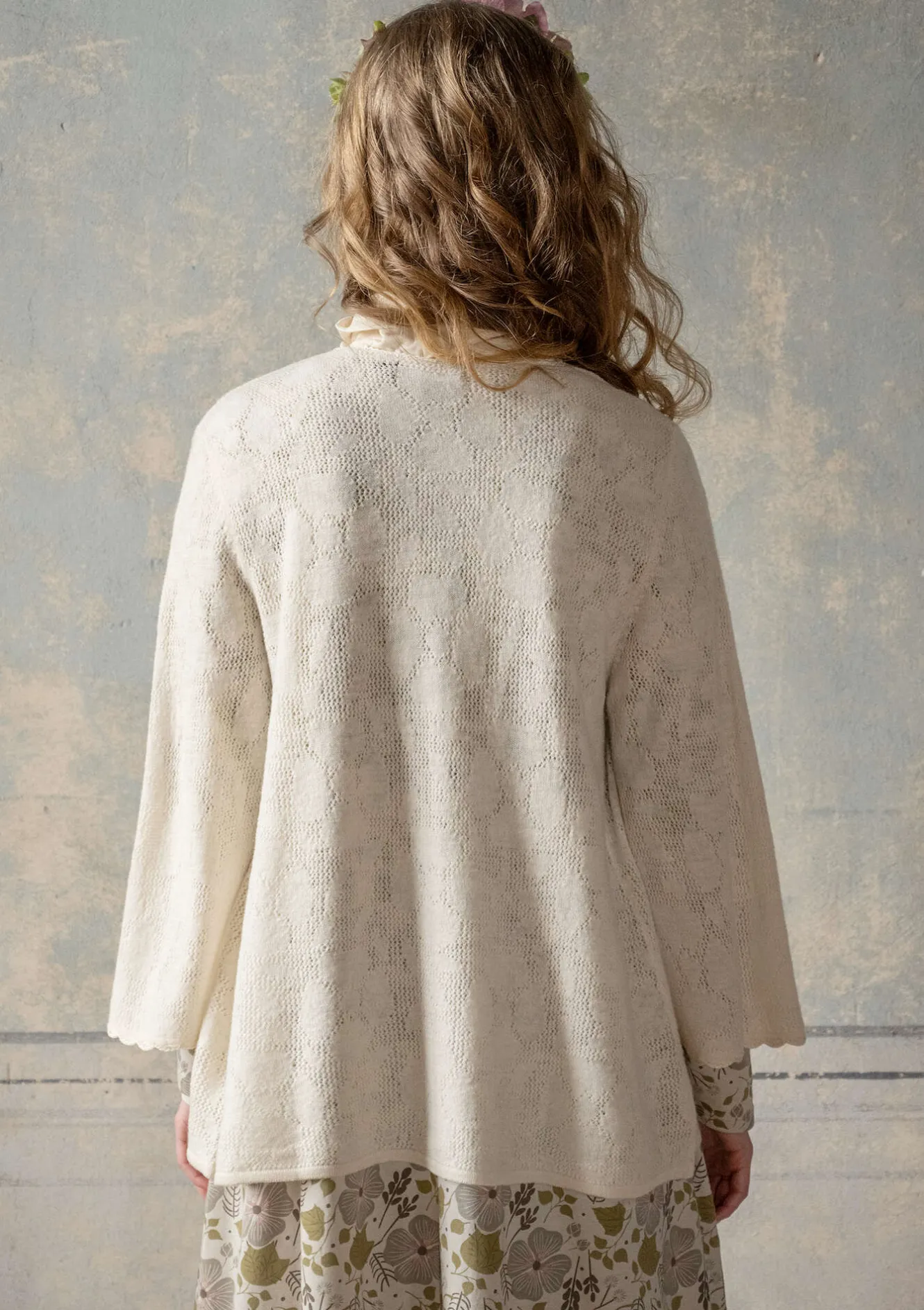 Gudrun Sjödén Pointellekofta "Blomstra" i filtad ull