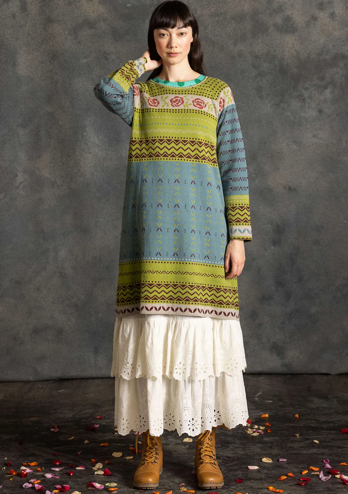 Gudrun Sjödén Stickad klänning "Kajsa" i ekologisk/återvunnen bomull