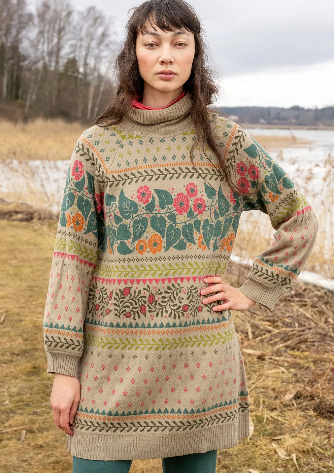 Gudrun Sjödén Stickad tunika "Borealis" i ekologisk och återvunnen bomull/ull