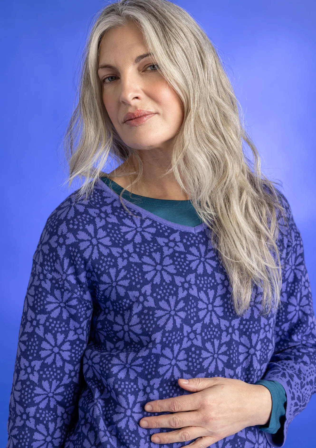 Gudrun Sjödén Stickad tunika "Freja" i ekologisk/återvunnen bomull