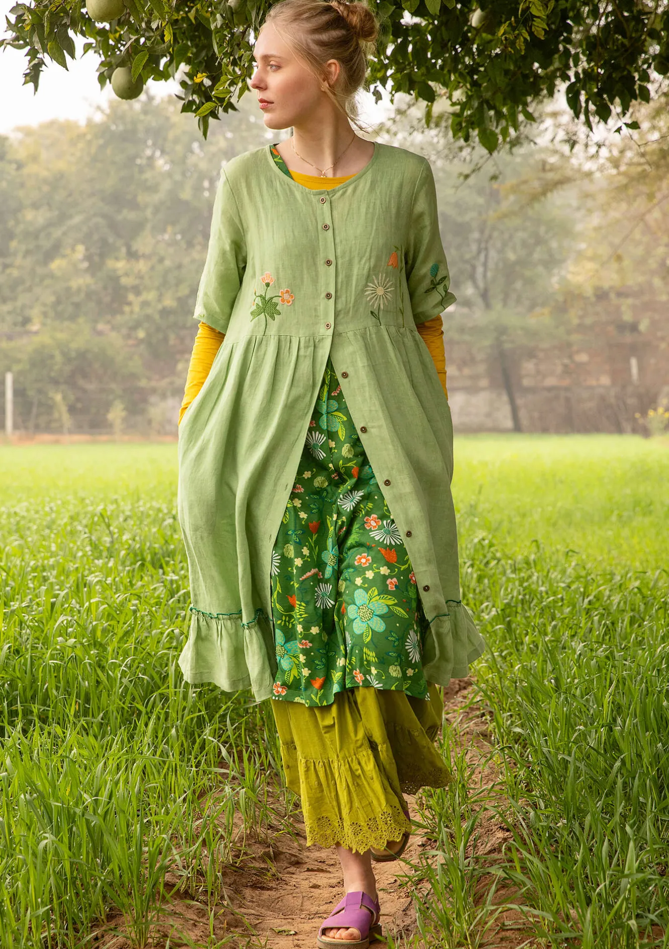 Gudrun Sjödén Trikåklänning "Midsommarsol" i ekologisk bomull