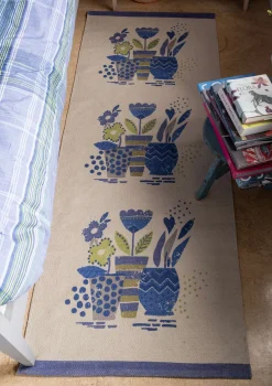 Gudrun Sjödén Tryckt gångmatta "Flower pots" i ekologisk bomull