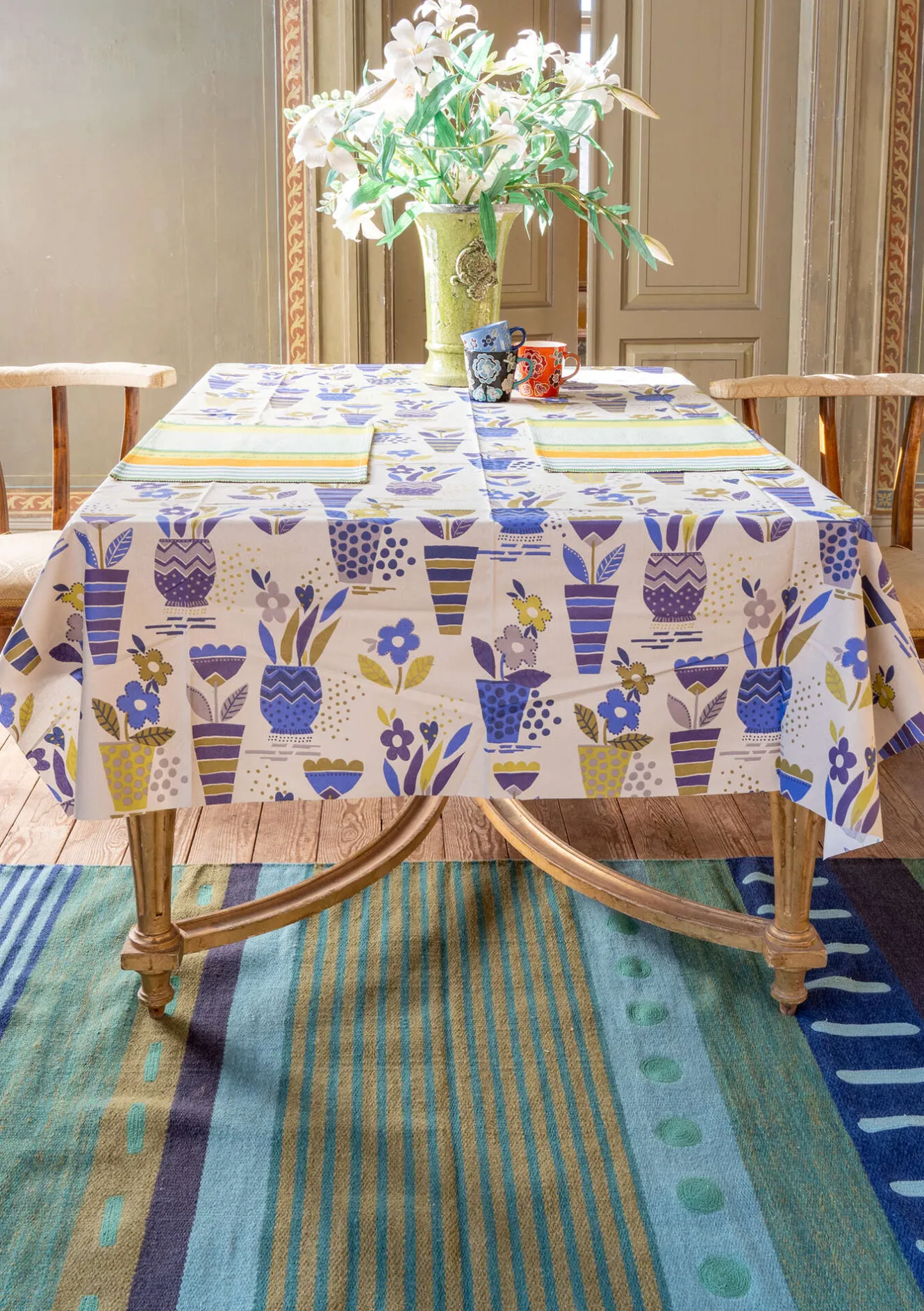 Gudrun Sjödén Vaxduk "Flower pots" i ekologisk bomull