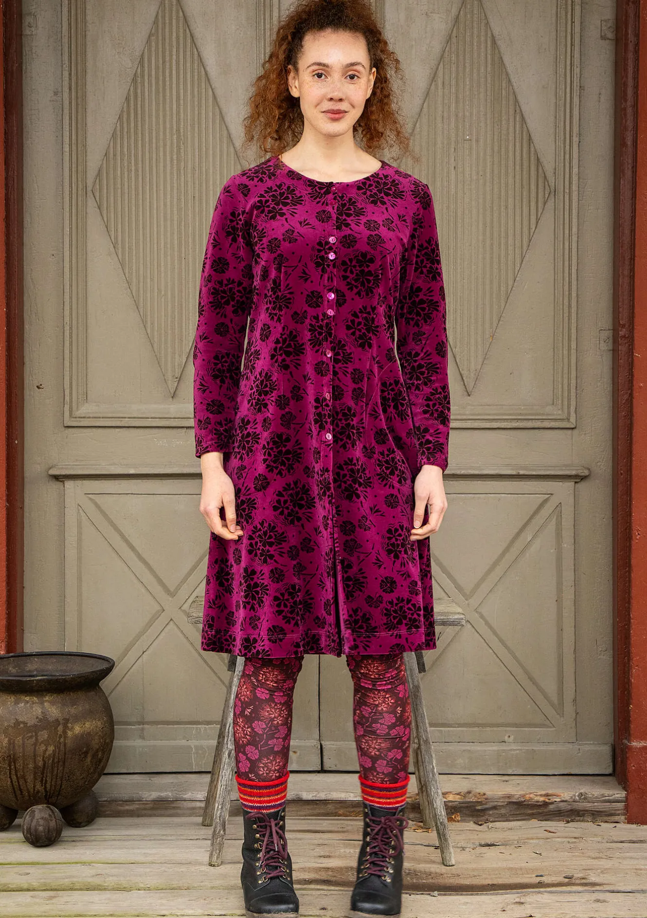 Gudrun Sjödén Velourklänning "Selma" i ekologisk bomull/återvunnen polyester