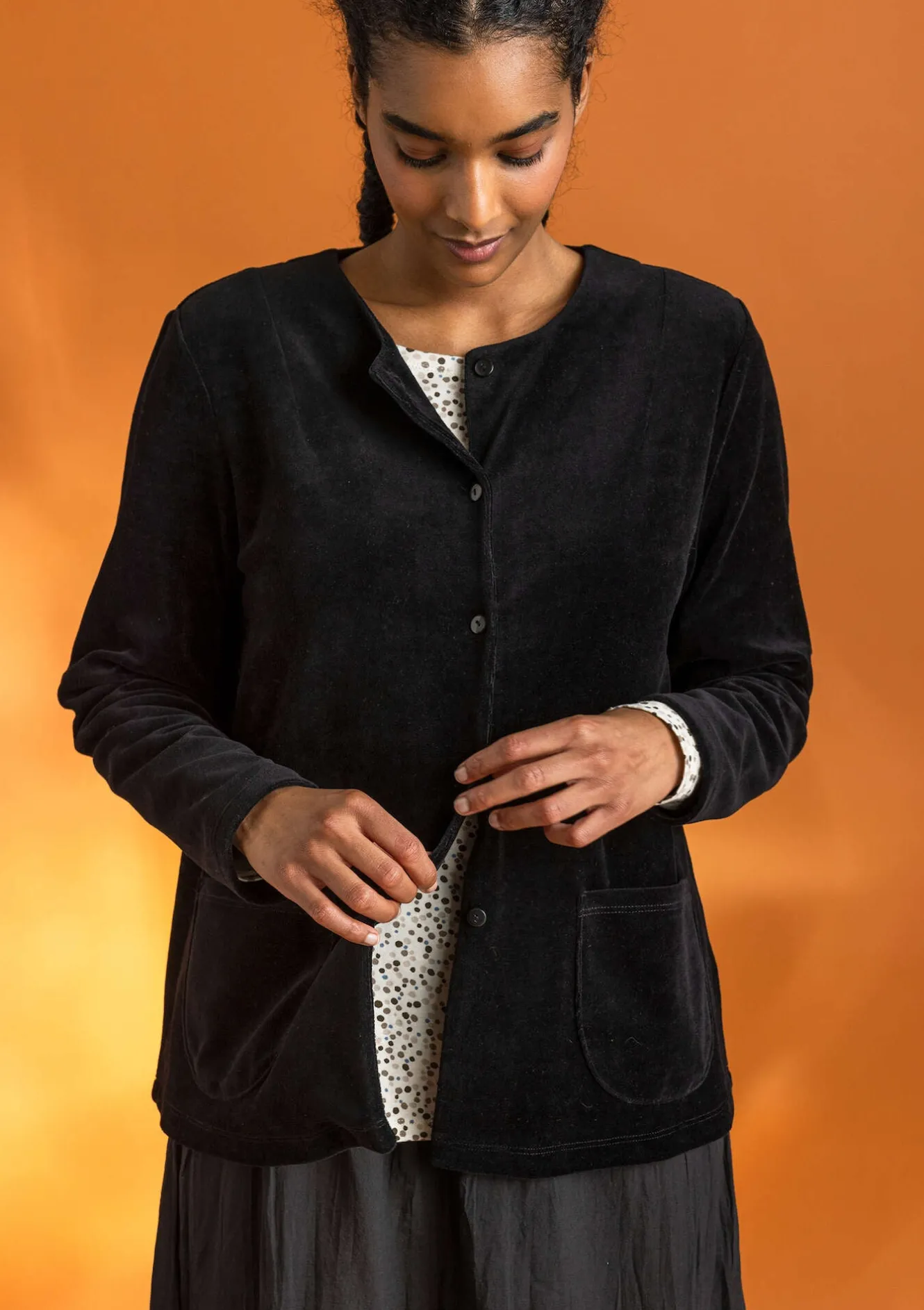 Gudrun Sjödén Velourkofta i ekologisk bomull/återvunnen polyester