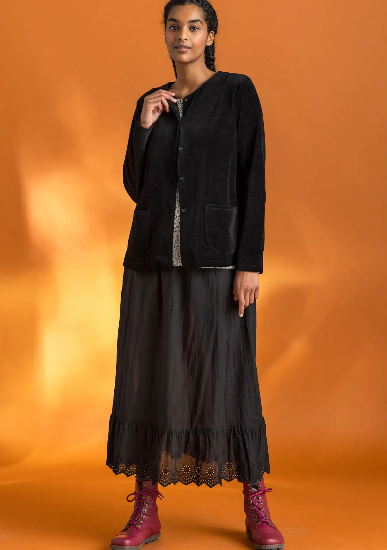 Gudrun Sjödén Velourkofta i ekologisk bomull/återvunnen polyester