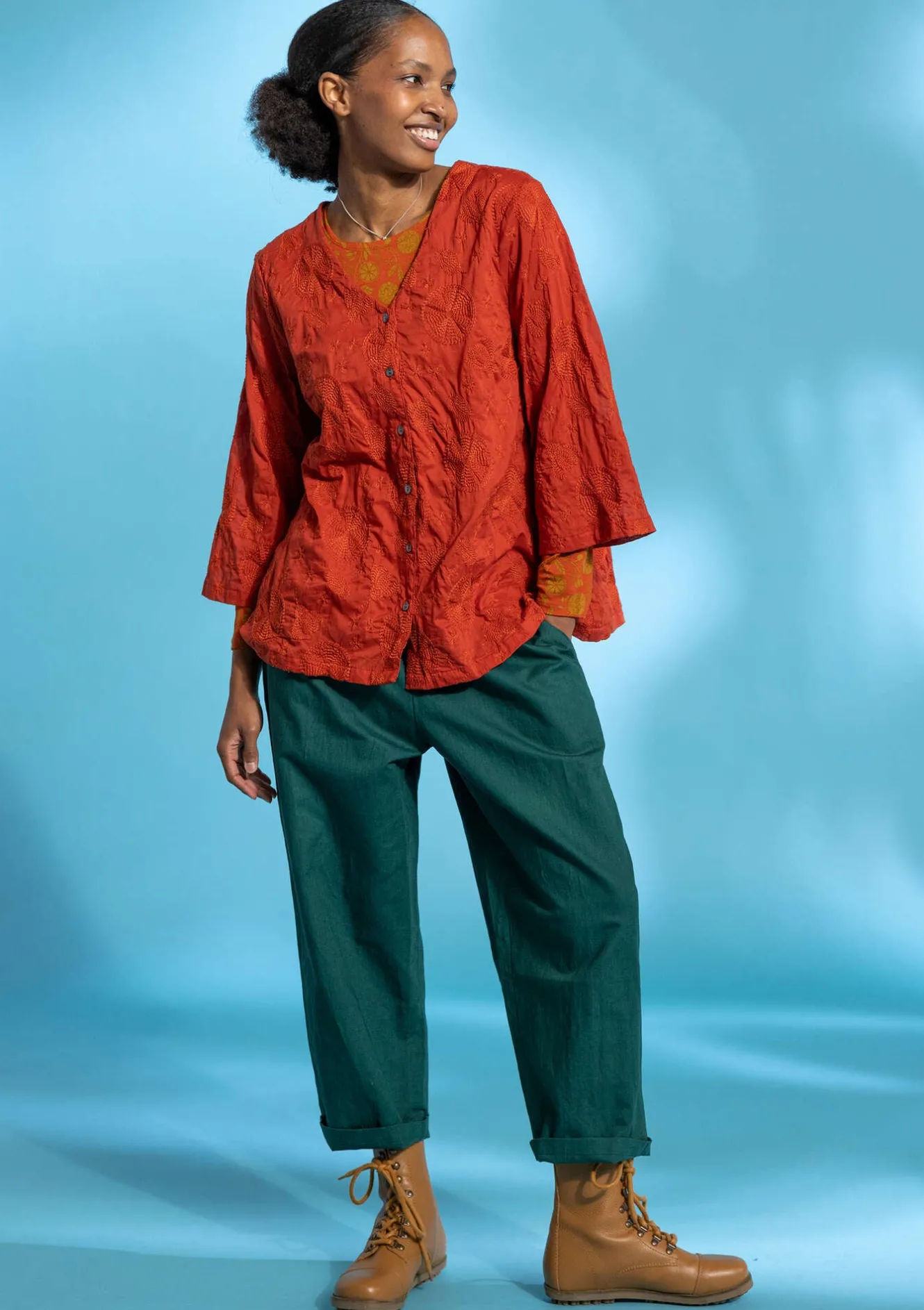 Gudrun Sjödén Vävd byxa i ekologisk bomull/lin