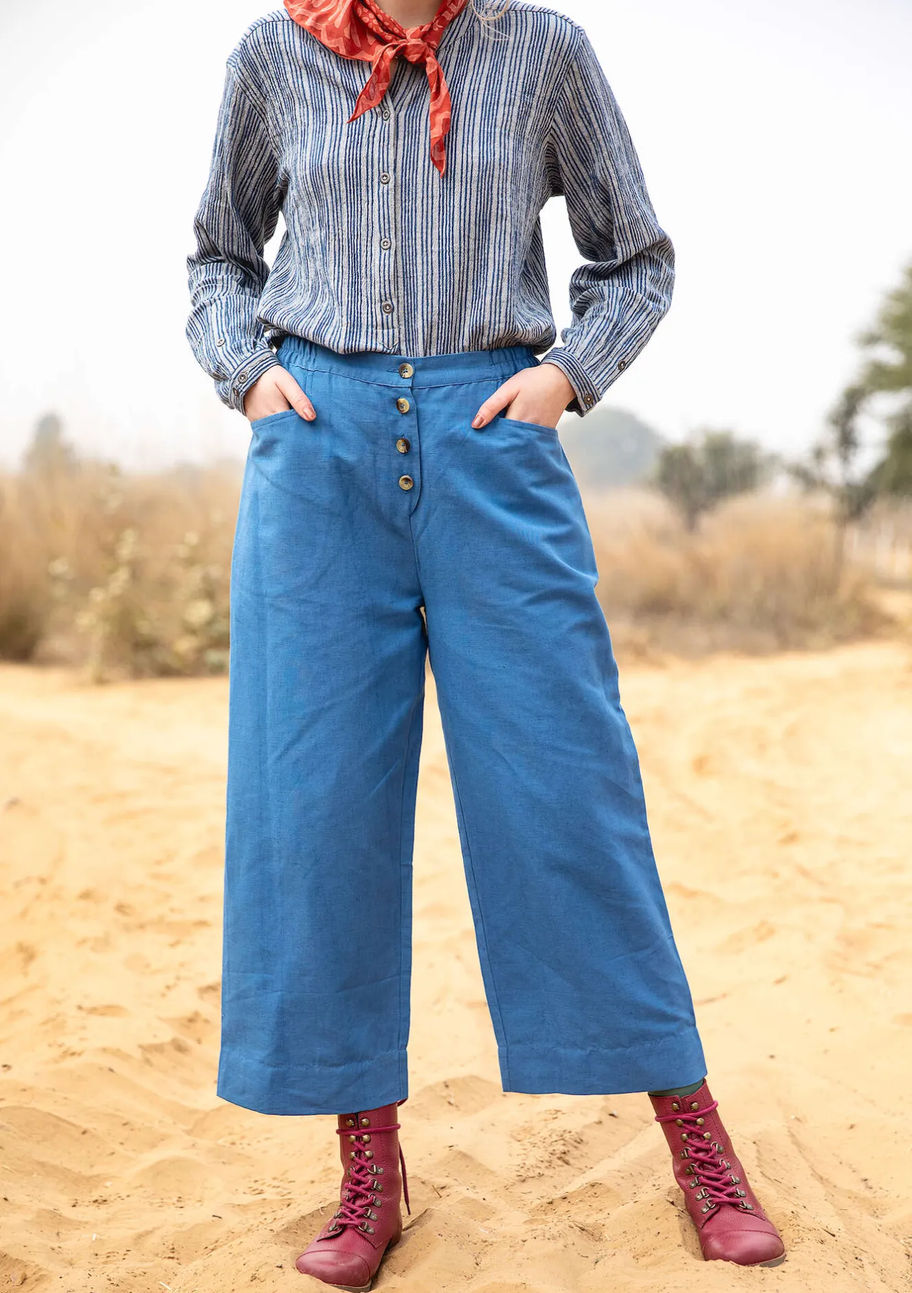 Gudrun Sjödén Vävd byxa i lin/ekologisk bomull