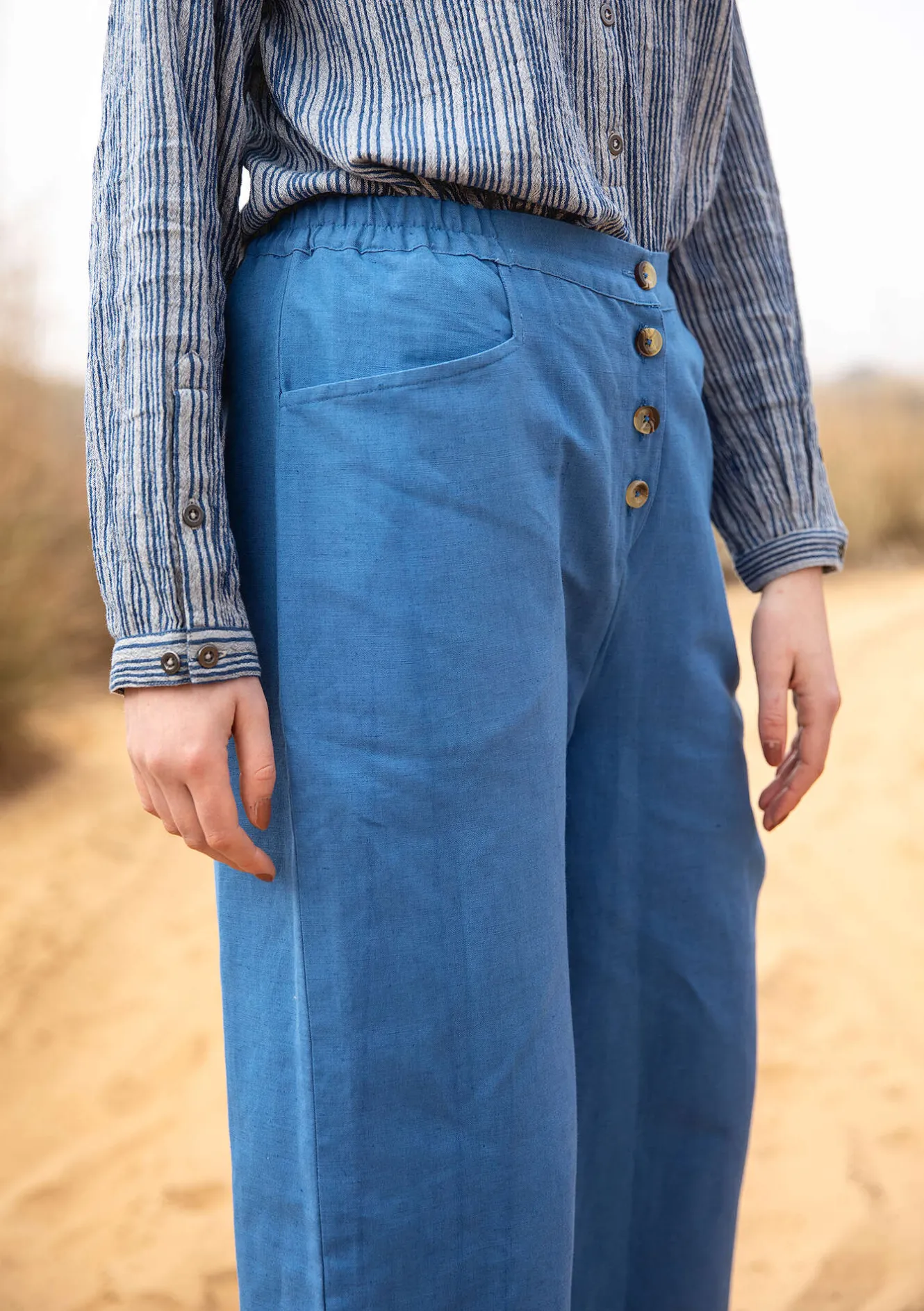 Gudrun Sjödén Vävd byxa i lin/ekologisk bomull