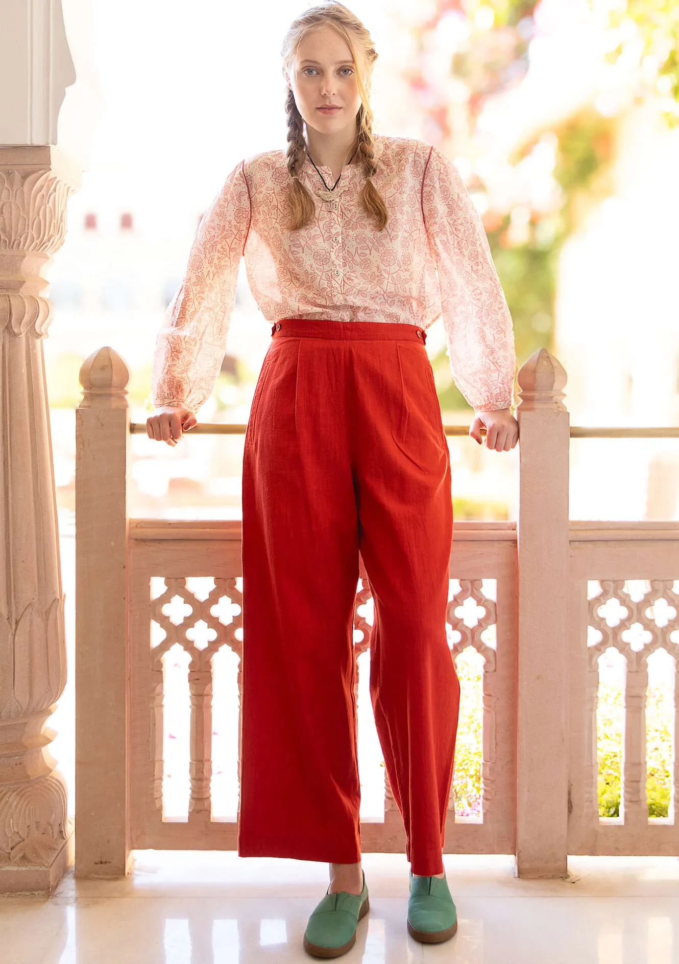 Gudrun Sjödén Vävd byxa "Stina" i ekologisk bomull