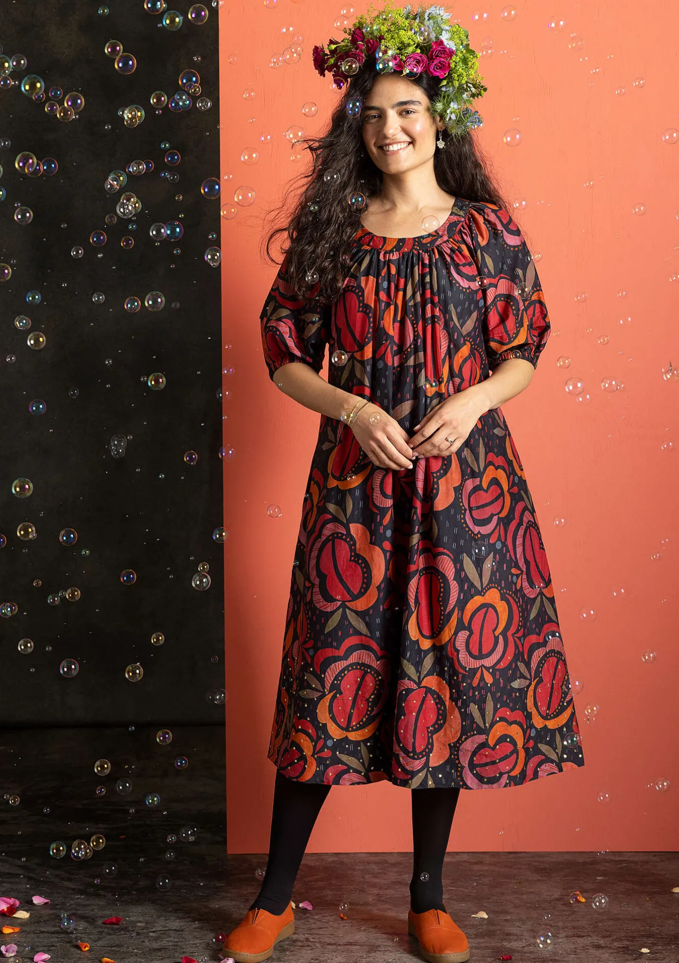 Gudrun Sjödén Vävd klänning "Great Rose" i ekologisk bomull/siden