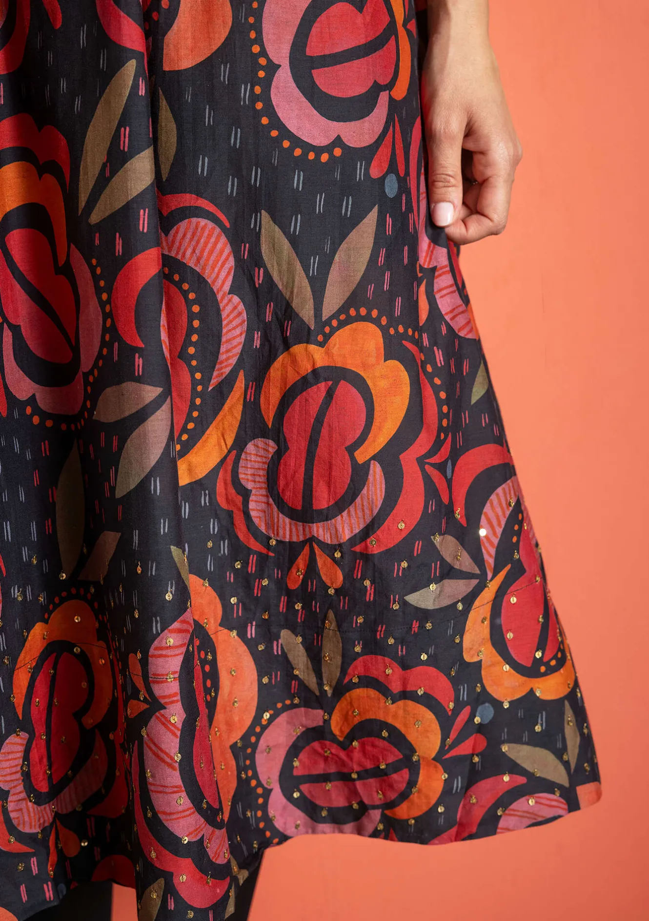 Gudrun Sjödén Vävd klänning "Great Rose" i ekologisk bomull/siden