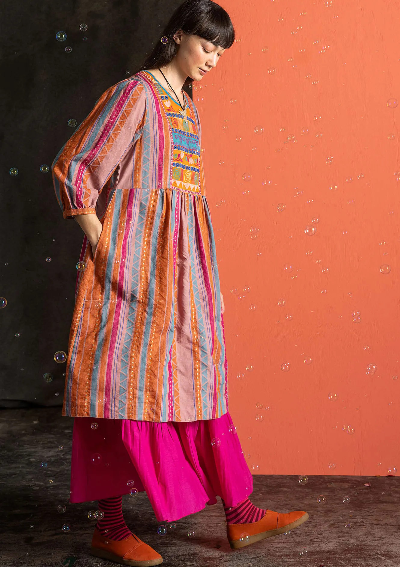 Gudrun Sjödén Vävd klänning "Jaipur" i ull/bomull